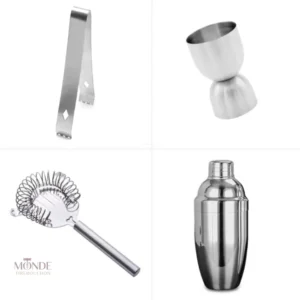 Kit Cocktail en inox avec accessoires pour mixologie élégante