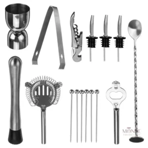 Outils de mixologie élégants dans un coffret noir