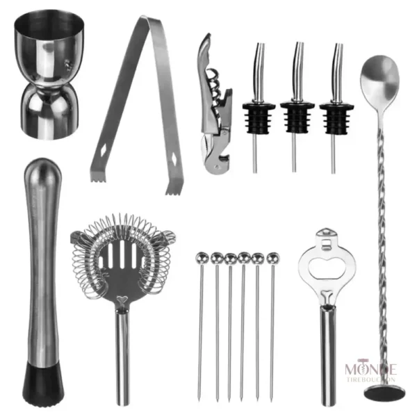 Outils de mixologie élégants dans un coffret noir