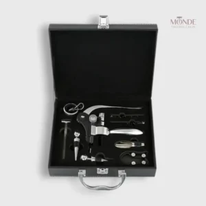 Coffret Tire-bouchon Professionnel en Cuir Argent