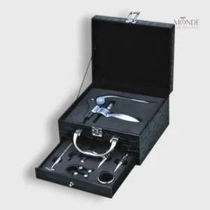 Coffret en cuir avec tire-bouchon professionnel