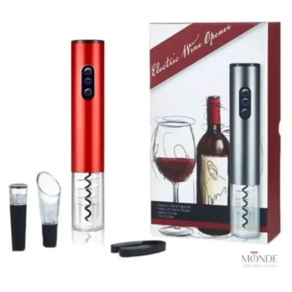 Tire-bouchon électrique pratique en rouge, idéal pour les amateurs de vin