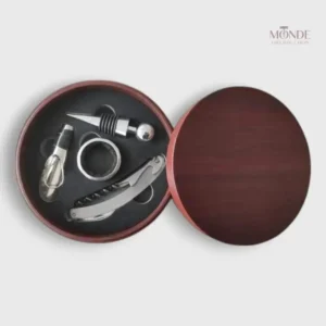 Coffret en bois avec tire-bouchon sommelier rond