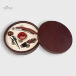Coffret en bois avec tire-bouchon sommelier rouge