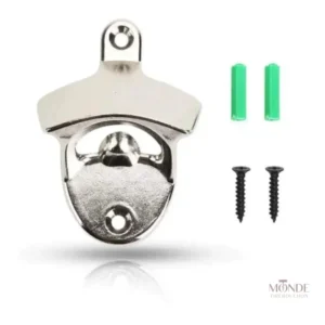 Accessoire mural en argent pour décapsuler les bouteilles efficacement