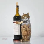 Porte-bouteille de vin chat en métal décoratif