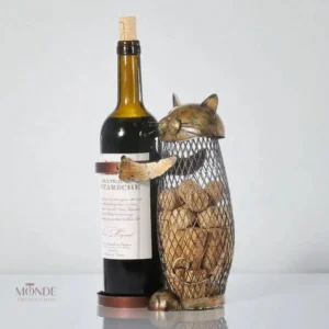 Porte-bouteille de vin chat en métal décoratif