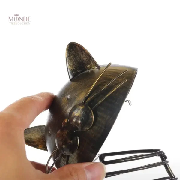 Porte-bouteille élégant en forme de chat, métal robuste