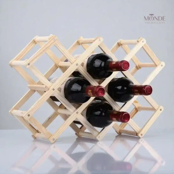Étagère porte-bouteille en bois élégant et fonctionnel