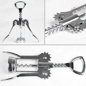 Outil d'ouverture de vin tire-bouchon métal chrome