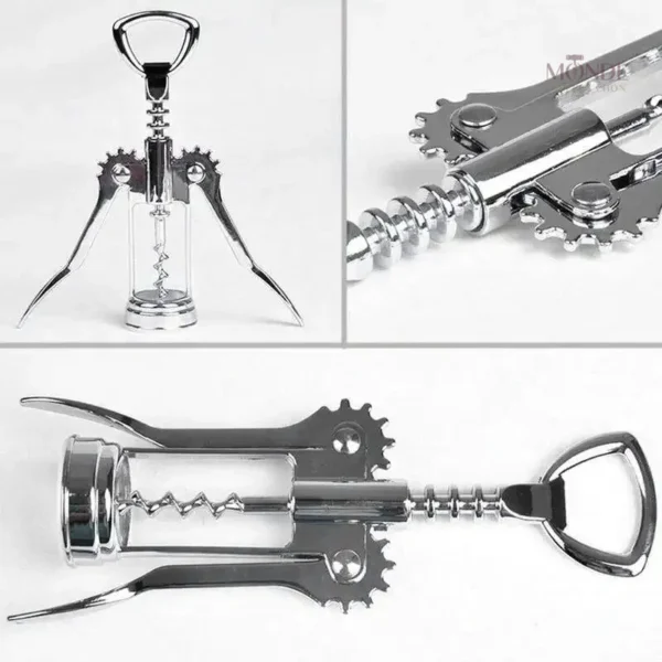Outil d'ouverture de vin tire-bouchon métal chrome