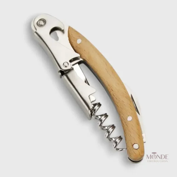 Tire-bouchon sommelier courbe en acier inoxydable