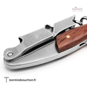 Accessoire de sommellerie en métal avec poignée en bois