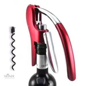 Tire-bouchon rouge, design à levier, pratique et élégant